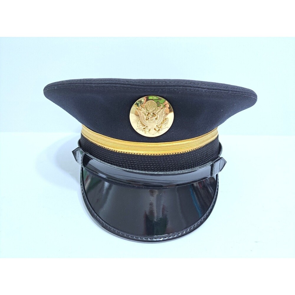 Vintage U.S. Army Enlisted Dress Black Service Cap Hat Kingform Size 6 3/4 USA